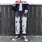 LAPPSTER Men Korean Gradient Black Jeans Mens 2020 Embroidery Streetwear Baggy Denim Pants Male Hip Hop Wide Leg Harem Pants INS