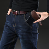 Male Jeans Men Men'S Jean Homme Denim Baggy Pants Trousers Straight Biker Cargo Casual Tactical Military Many Multi-Pocket Black