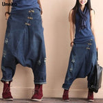 2020 Fashion Women's Casual Harem Jeans Denim Casual Pants Cotton Trousers Baggy Crotch Pants Hip Hop Oversized Boyfriend Pants