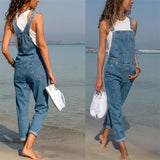 Fashion Women Ladies Baggy Denim Jeans Bib Full Length Pinafore Dungaree Overall Solid Loose Causal Jumpsuit Pants  Hot