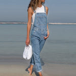 Fashion Women Ladies Baggy Denim Jeans Bib Full Length Pinafore Dungaree Overall Solid Loose Causal Jumpsuit Pants  Hot