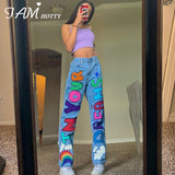 Graphics Letter Printed Baggy Women Jeans Pants High Waist Wide Leg Punk Y2K Cute Demin Fashion Streetwear Girls 90s  Iamhotty