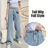 Women High Waist Jeans Baggy Pants Casual Butterfly Printed Wide Leg Trousers Denim Streetwear Ladies E-girl Pantalones Mujer