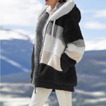 2020 Winter Women's Coat Fashion Casual Stitching Plaid Ladies Clothes Hooded Zipper Ladies Coat Lamb Hair women jacket